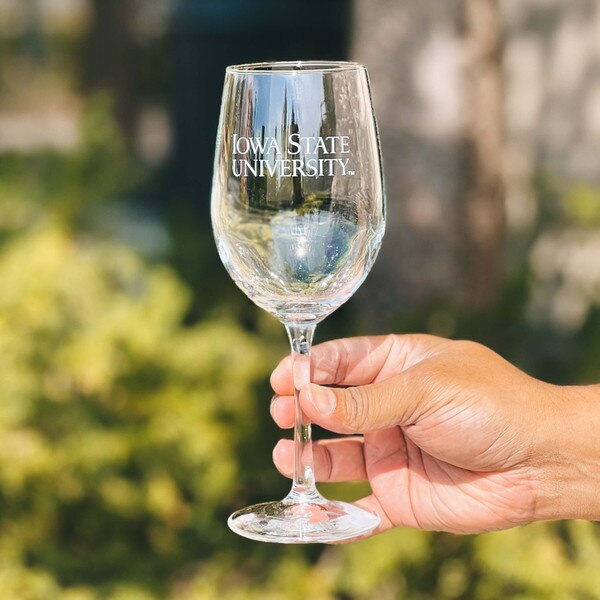 Iowa State University Etched Wine Glass 12-ounce